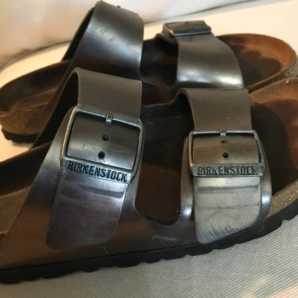 Birkenstock Arizona Metallic Gray Sandal - Picture 3 of 6